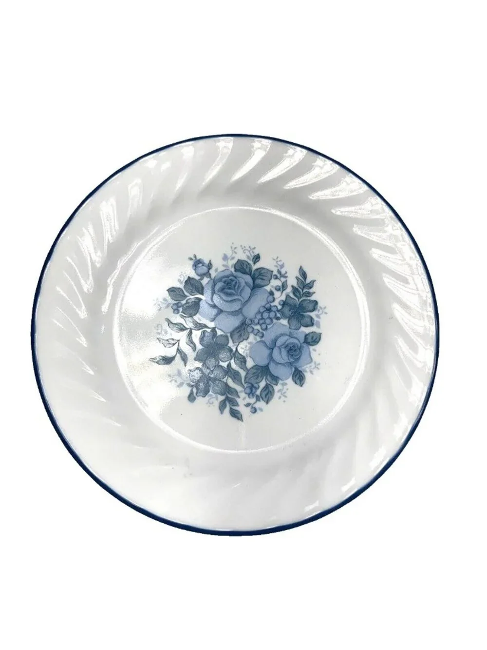 (1) Vintage Corning Corelle Blue Velvet Rose 7-1/8